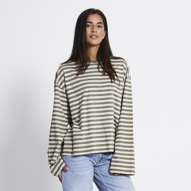 Striped longsleeve-tee "Ammie" Army Green